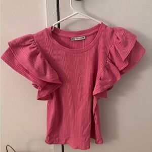 Zara Vibrant Pink Short Sleeve Top